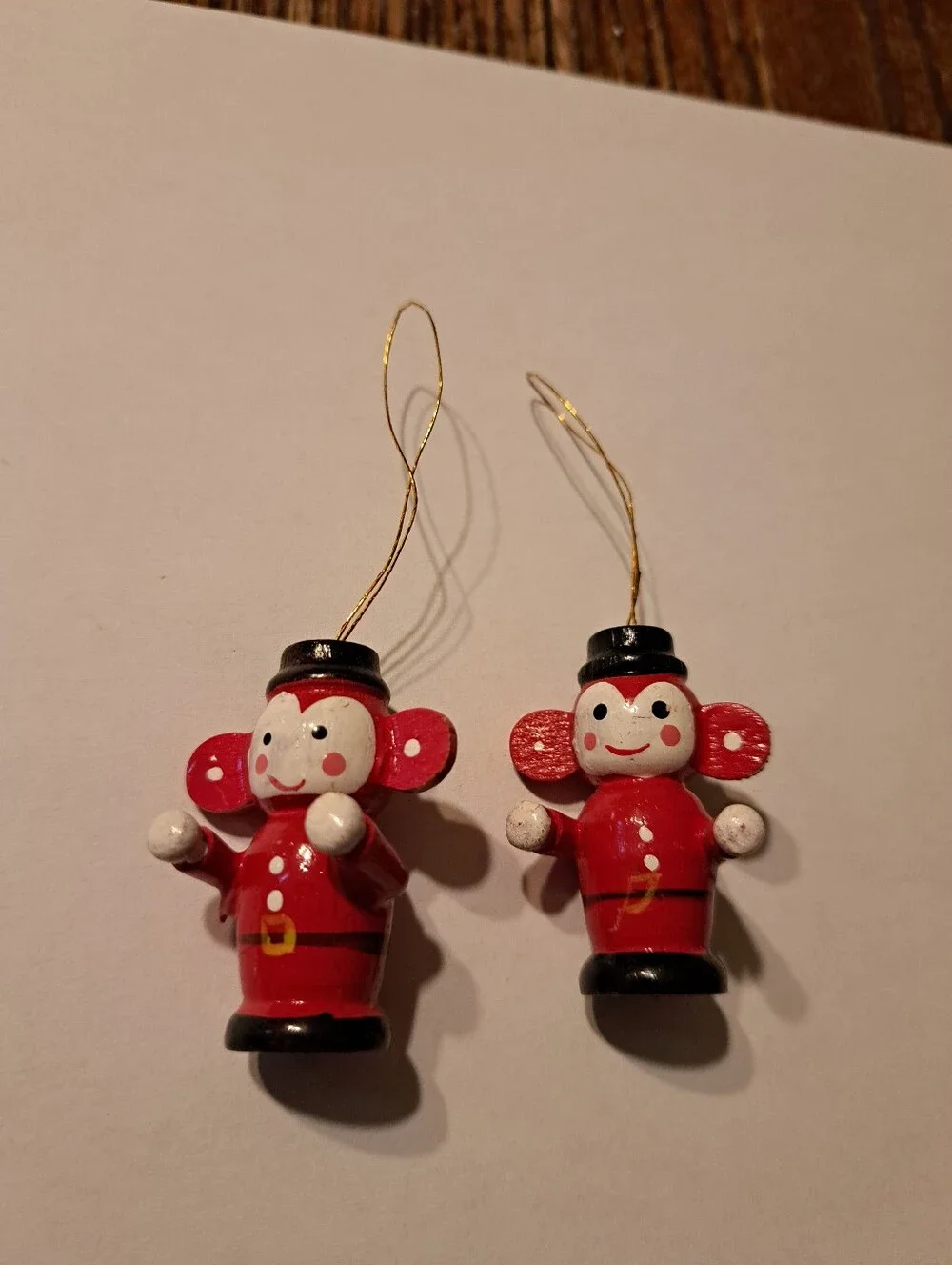 Vintage Wood Christmas Ornaments Lot 6 Hand Painted Wooden Rustic Farmhouse